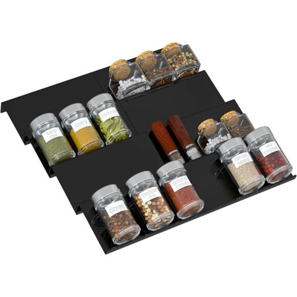 Adjustable Acrylic Spice Drawer Organizer Rack, Spice Drawer Organizer Shelf - Picture 1 of 7